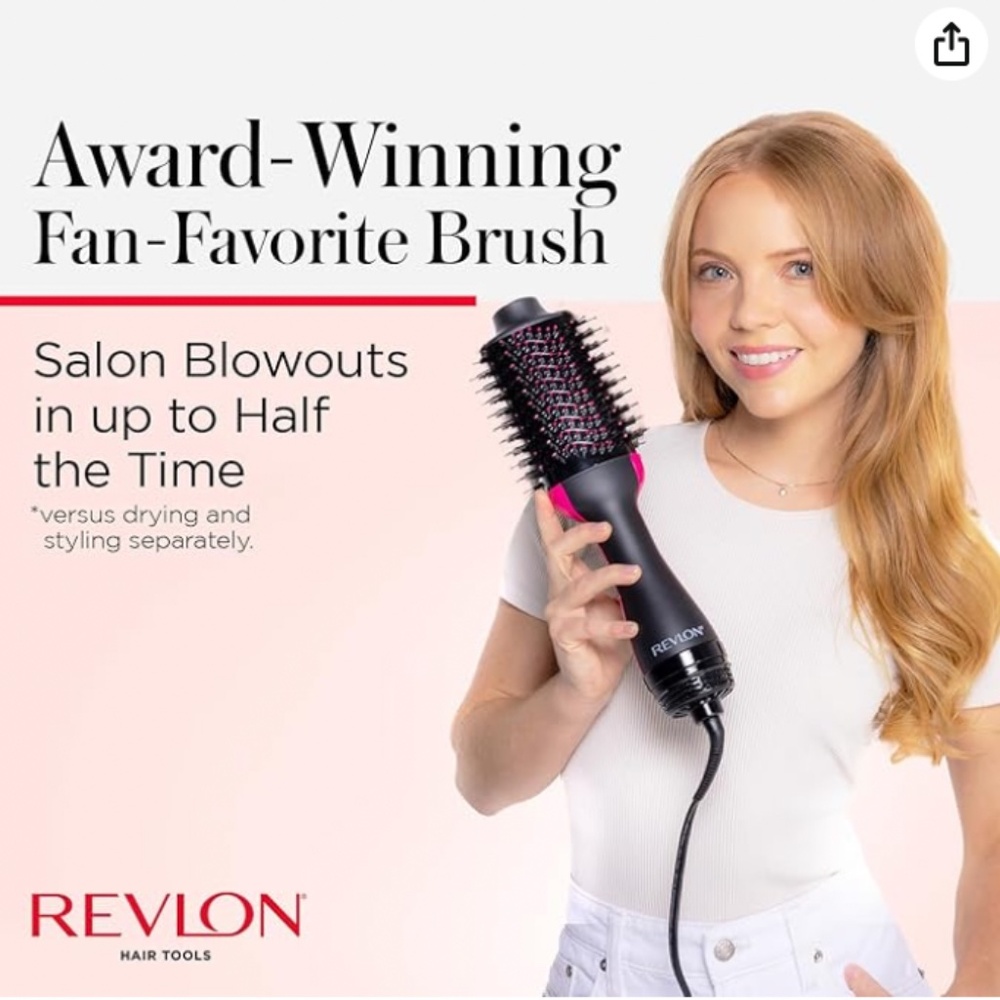 near new REVLON One-Step Volumizer Hair Dryer Styler, for Less Frizz, More Shine